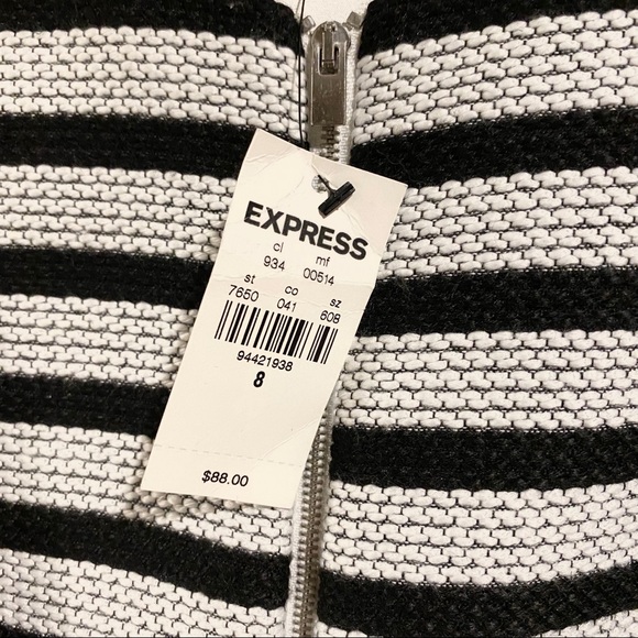 Express A-Line Black and White Stripe Dress -NWT- - Picture 3 of 5